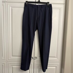 Marks & Spencer Men’s Size 32 Reg Navy Pinstripe Dress Pants Front Crease